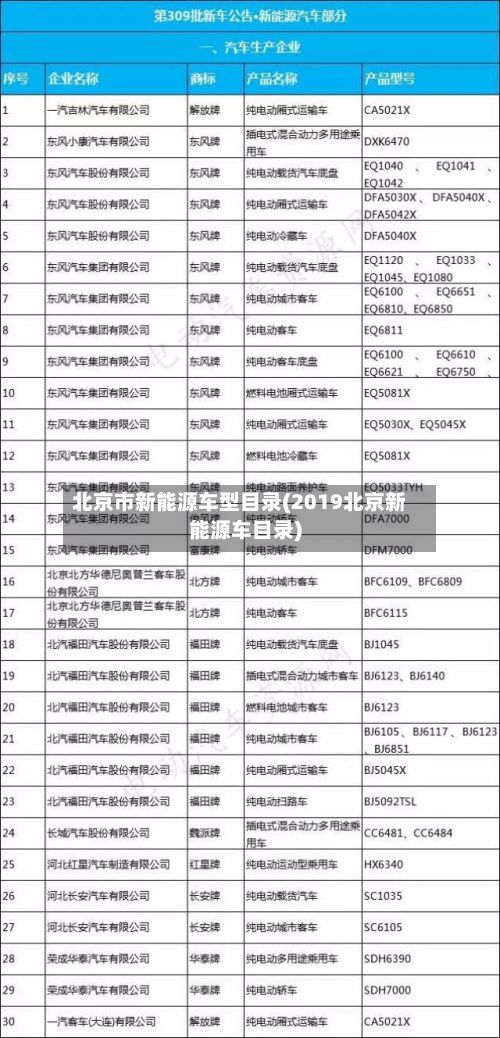 北京市新能源车型目录(2019北京新能源车目录)-第2张图片