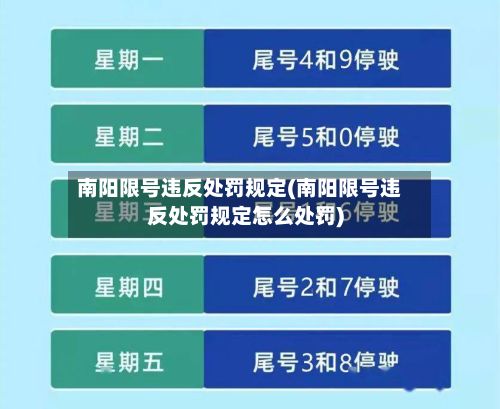 南阳限号违反处罚规定(南阳限号违反处罚规定怎么处罚)