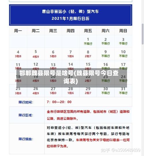邯郸魏县限号是啥号(魏县限号今日查询表)