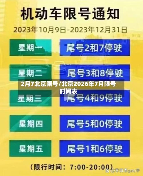 2月7北京限号/北京2026年7月限号时间表-第2张图片