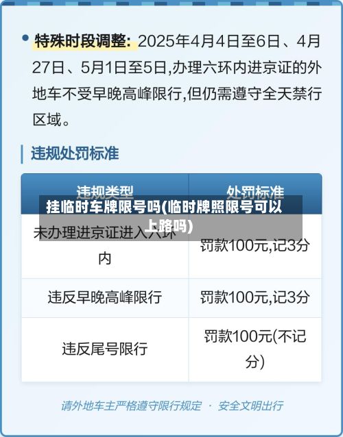 挂临时车牌限号吗(临时牌照限号可以上路吗)