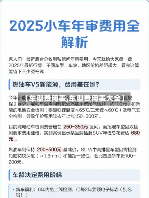 【车型费用表,车型费用表大全】